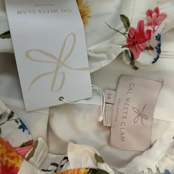 NWT Gal Meets Glam Beverly White Floral Cropped Jumpsuit Women's Size 14 - Picture 10 of 11